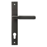 From The Anvil Aged Bronze uPVC Slimline Knurled Multipoint Door Handles - 92mm c/c - Brompton Range