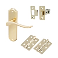 Hampstead Polished Brass Scroll Latch Door Handles Pack - Turin Range
