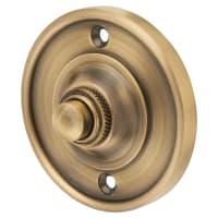 Hampstead Antique Brass Round Bell Push - 65mm Diameter