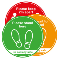 Social Distance Floor Sign - Please Keep 2m Apart - 400mm Diameter - Pack of 3