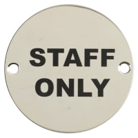 Altro Staff Only Door Sign - 75mm Diameter - Polished Stainless Steel