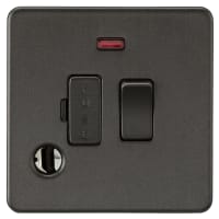 Knightsbridge 13A 1 Gang Screwless Switched Fused Spur with Neon & Flex Outlet - Smoked Bronze