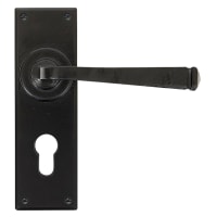From The Anvil Black Euro Lock Door Handles - Avon Range - 152 x 48mm