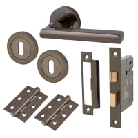 Touchpoint Black Nickel 3 Lever Sashlock Door Handles on Rose Pack - Sophia Range