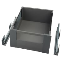 Blum MERIVOBOX BLUMOTION E Height Soft Close Drawer - Smoked Glass & Fronts - (H) 192 x (D) 450 x (W) 400mm - Grey