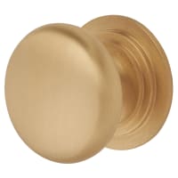 Alexander & Wilks Waltz Round Cabinet Knob on Stepped Rose - 38mm Diameter - Satin Brass