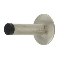 Burlington by Frelan Knurled Projection Door Stop on Chamfered Rose - 76mm Projection - Satin Nickel