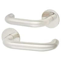 Jigtech Polished Stainless Steel Door Handles on Round Slim Rose - Schema Kurvig Range