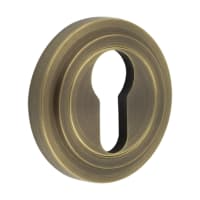 Burlington BUR61 by Frelan Escutcheon on Stepped Rose - 53mm Diameter - Euro - Antique Brass