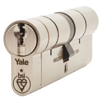 Yale 1 Star 6 Pin Kitemarked 100mm Euro Double Cylinder - 50 + 50mm - Pol Nickel - Keyed to Differ