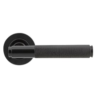 From The Anvil Aged Bronze Knurled Door Handles on Round Rose - Brompton Range