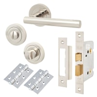 Touchpoint Polished Nickel Bathroom Lock Door Handles on Rose Pack - Ella Range