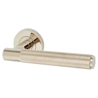 Alexander and Wilks Polished Nickel Knurled Door Handles on Round Rose - Spitfire Range