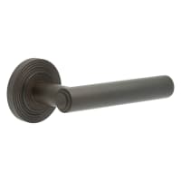 Burlington by Frelan Dark Bronze Fire Rated Door Handles on Round Reeded Rose - Richmond Range