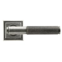 From The Anvil Pewter Knurled Door Handles on Square Rose - Brompton Range