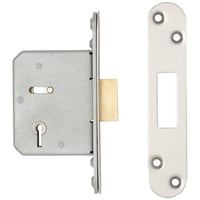 Altro Architectural 5 Lever Deadlock - 65mm Case - 44mm Backset - Radius - Satin Stainless Steel