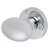 Touchpoint Polished Chrome Victorian Oval Mortice Door Knob - 61mm Rose Diameter