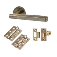 Altro Antique Brass Hexagonal Latch Door Handles on Rose Pack - Juno Range