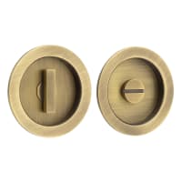 Burlington by Frelan Round Flush Privacy Handle Set - 75mm Diameter - Antique Brass