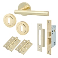 Touchpoint Polished Brass 3 Lever Sashlock Door Handles on Rose Pack - Ella Range