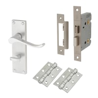 Touchpoint Satin Chrome Budget Scroll Bathroom Lock Door Handles Pack - Mia Range