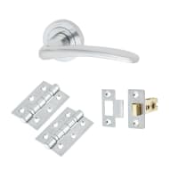 Touchpoint Satin Chrome Latch Door Handles on Rose Pack - Eloise Range