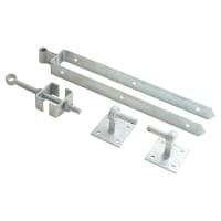 Heavy Duty Adjustable Field Gate Hinge Set On Plates - 600 x 85mm - Galvanised
