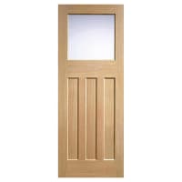 LPD DX 30's 1 Light Frosted Glazed Unfinished Solid Internal Door - 2032 x 813 x 35mm - Oak