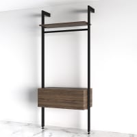 Emuca Zero Bracket Pack - 1 x Wooden Shelf Bracket 1 x Floating Unit Bracket 1 x Rail - Black