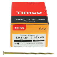 TIMCO Solo Chippy Pozi Countersunk Wood Screws - 5.0 x 120mm - Yellow Zinc - Pack of 100