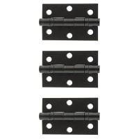 Atlantic Twin Ball Bearing Hinge - 76 x 49 x 2mm - Matt Black - Pack of 3
