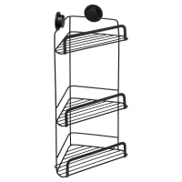 Croydex Stick 'N' Lock Corner Shower Basket - Three Tier - 536 x 260 x 166mm - Matt Black