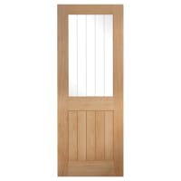 LPD Belize 1 Light Clear Glazed & Frosted Lines Unfinished Solid Internal Door - 1981 x 838mm - Oak