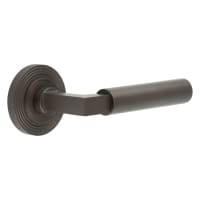 Burlington by Frelan Dark Bronze Fire Rated Door Handles on Round Reeded Rose - Westminster Range