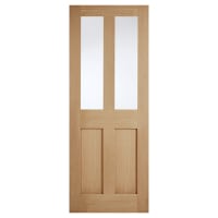LPD London 2 Light Clear Glazed Unfinished Solid Internal Door - 1981 x 762 x 35mm - Oak