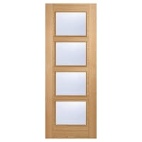LPD Vancouver 4 Light Clear Glazed Pre-Finished Solid Internal Door - 1981 x 838 x 35mm - Oak