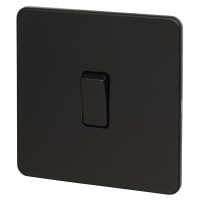 Knightsbridge 20A 1 Gang Double Pole Screwless Flat Plate Appliance Switch - Matt Black