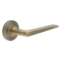 Burlington by Frelan Antique Brass Fire Rated Door Handles on Round Chamfered Rose - Mayfair Range