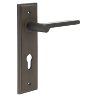Burlington by Frelan Dark Bronze Fire Rated DIN Euro Lock Door Handles - Fitzrovia - 200 x 55mm