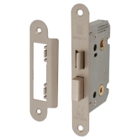 Touchpoint Contract Bolt Through Bathroom Lock - 65mm Case - 44mm Backset - Radius - Satin Nickel