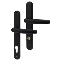 Hoppe PAS24 1530/3259N Black uPVC Multipoint Door Handles - Long Plate - 92mm c/c - 60mm door
