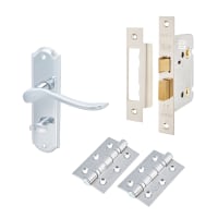 Hampstead Polished Chrome Scroll Bathroom Lock Door Handles Pack - Turin Range