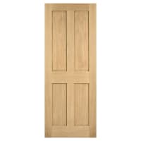 LPD London 4 Panel Unfinished Solid Internal Door - 1981 x 686 x 35mm - Oak