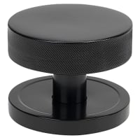 From The Anvil Brompton Black Round Knurled Centre Door Knob - 90mm Rose Diameter