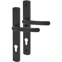 TSS uPVC Multipoint Door Handle - Long Plate - 215mm Bolt c/c - 92mm c/c - Black