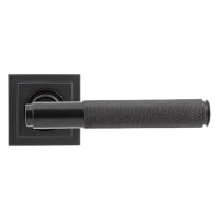 From The Anvil Aged Bronze Knurled Door Handles on Square Rose - Brompton Range