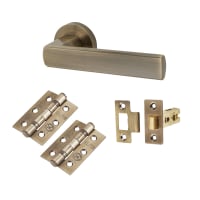 Altro Antique Brass Latch Door Handles on Rose - Door Pack - Zara Range