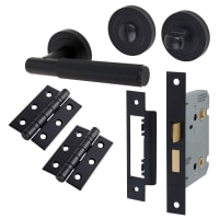 Altro Matt Black Lines Bathroom Lock Door Handles Pack - Nova Range