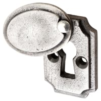 Olde Forge Plaque Covered Escutcheon - 45 x 29mm - Keyhole - Metalized Polished Iron