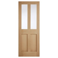 LPD London 2 Light Clear Glazed Unfinished Solid Internal Door - 1981 x 838 x 35mm - Oak